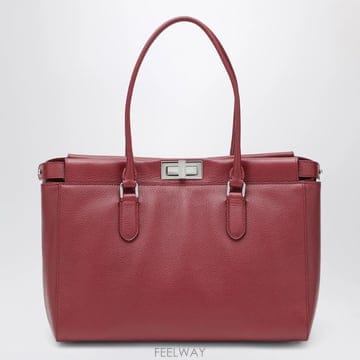 26 F/W 펜디 다크 레드 레더 PEEKABOO 스몰 토트백 백 8 B0052335253