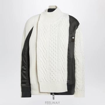 26 F/W 사카이 WHITEKHAKI 그린 스웨터 인 울 & 나일론 B0052335265
