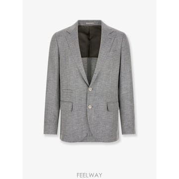 브루넬로 쿠치넬리 디컨스트럭티드 울 알파카 & 실크 쉐브론 블레이저 B0652335298