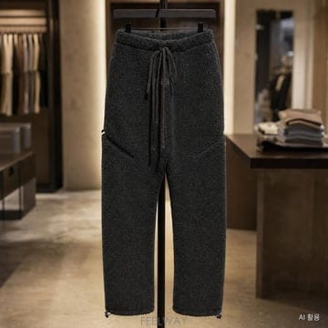 피어오브갓 에센셜 오픈 헴 플리스 양털 뽀글이 후리스 트레이닝 조거 팬츠 아이언 블랙