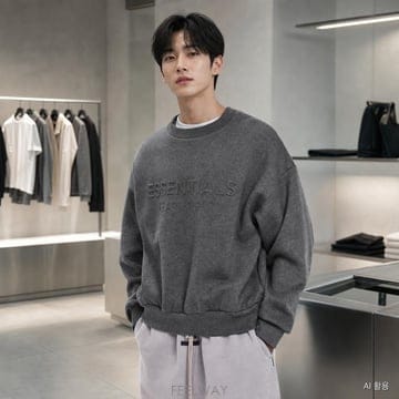 피어오브갓 에센셜 크루넥 루즈핏 맨투맨 스웨트셔츠 차콜 헤더 그레이