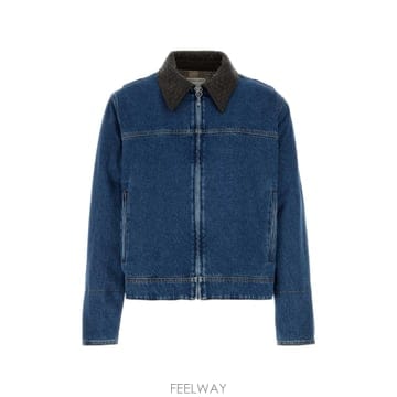Bottega Veneta ���װ� ����Ÿ Intrecciato collar zip fastening denim jacket 122965���װ� ����Ÿ Intrecciato collar zip fastening denim j