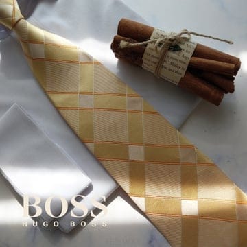 HUGO BOSS 휴고보스 실크 레몬 체크 패턴 넥타이 8.9cm A등급 k3664
