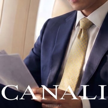 CANALI 까날리 실크 옐로우 플라워 자카드 패턴 넥타이 8.7cm A+등급 K3714