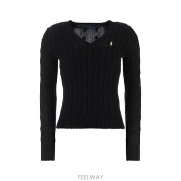 [X45]폴로  211971870 002 여성 스웨터 니트 가디건 Black cotton sweater