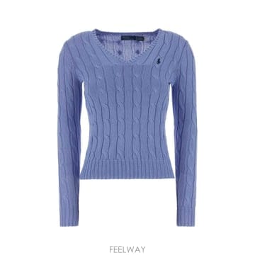 [X45]폴로  211971870 005 여성 스웨터 니트 가디건 Cerulean blue cotton sw