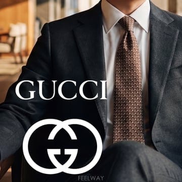 GUCCI 구찌 실크 브라운 기하 자카드 패턴 넥타이 9.5cm S~A+등급 K3717