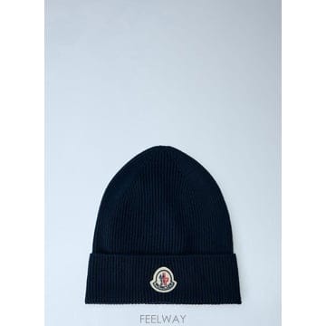 Moncler 26 FW ��Ŭ���� ���� Ribbed Knit Beanie with Logo Patch mon0166048n26 FW ��Ŭ���� ���� Ribbed Knit Beanie with Logo Patch
