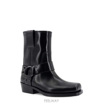 24FW 발렌티노 블랙 레더 바이커 락스터드 앵클 부츠 5W0S0KN4NIB0NO TP570518732