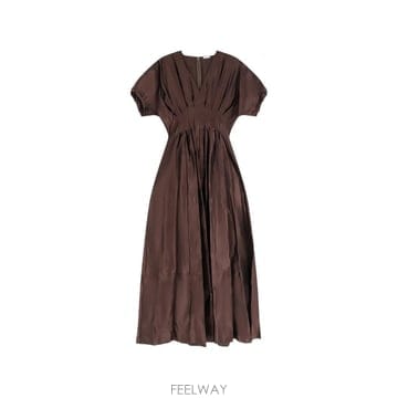 26 FW 조셉 노바 V넥 플리츠 맥시 드레스 JF0099400573 TP459049875