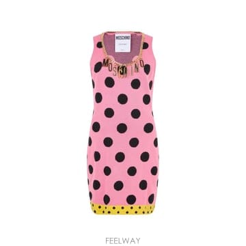 Moschino 26 FW ��Ű�� ��ī ��Ʈ �ΰ� ü�� �̴� �巹�� A04800502 TP45879062426 FW ��Ű�� ��ī ��Ʈ �ΰ� ü�� �̴� �巹�� A048005
