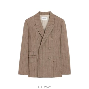아미 브라운 더블 브레스티드 스트라이프 울 블레이저