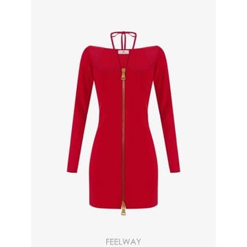 Elisabetta Franchi 26 FW Elisabetta Franchi mini dress in knit fabric with ties26 FW Elisabetta Franchi mini dress in knit fabric wit