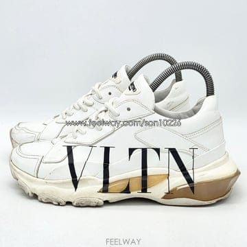발렌티노 우먼스 VLTN 바운스 스니커즈 화이트 블랙 (37 1/2)