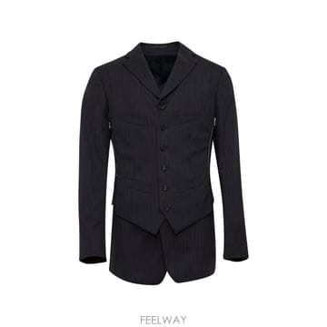 26 FW 꼼데가르송 도비 핀스트라이프 패턴 지퍼 디테일 블레이저 DRJ044051 TP458713836