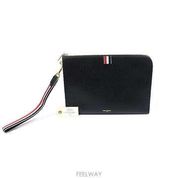THOM BROWNE(톰브라운) MAC083A00198 블랙 레더 RWB 스트랩 미듐 폴리오 클러치