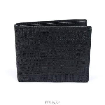 Loewe(로에베) 101.88.M77 블랙 텍스쳐드 카프스킨 6CC 반지갑