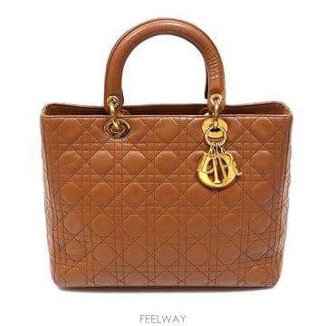 Dior(크리스챤디올) CAL44561 브라운 램스킨 까나쥬 레이디 디올 라지 토트백