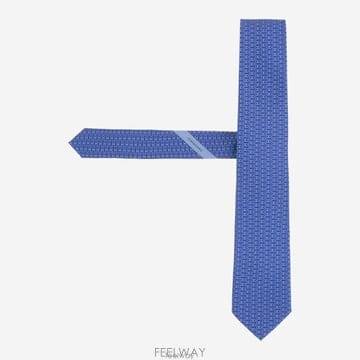 26 FW 페라가모 지오메트릭 패턴 넥타이 블루 003 351217