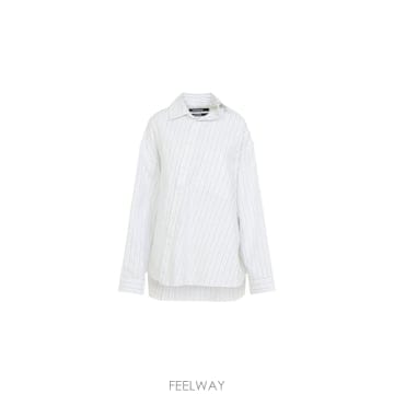 인더샵 JACQUEMUS 자크뮈스 화이트 스트라이프 셔츠   블라우스
