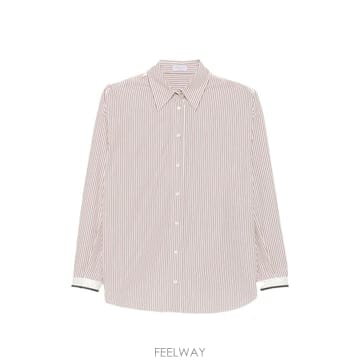 인더샵 BRUNELLO CUCINELLI 브루넬로 쿠치넬리 베이지 스트라이프 셔츠   블라우스