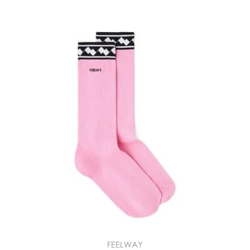 당일배송 베르사체 자수 코튼 자카드 골지 양말