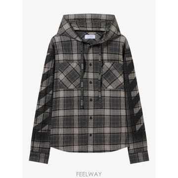 당일배송 오프화이트 스프레이 사선 후드 셔츠