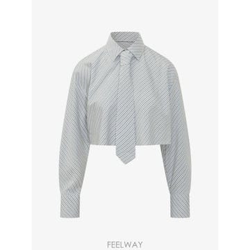 당일배송 엠에스지엠 스트라이프 크롭 셔츠