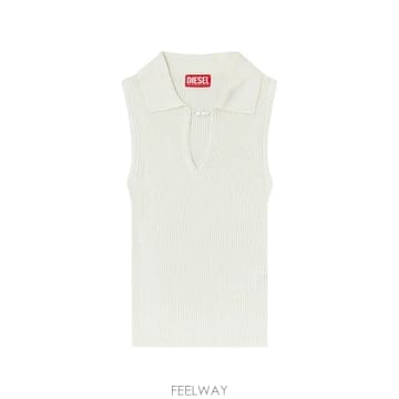 당일배송 디젤 민소매 골지 니트 실크 혼방 폴로 탑