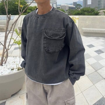 프리미엄 빈티지 피그먼트가공 직기포켓맨투맨 3컬러 여유있는핏