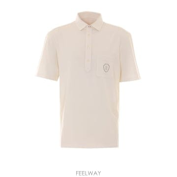 브루넬로 쿠치넬리 화이트 울 폴로 셔츠 MM6961301FCTL60 B0482336218