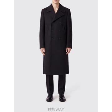 발렌시아가 롱 더블페이스 테일러 코트 블랙
