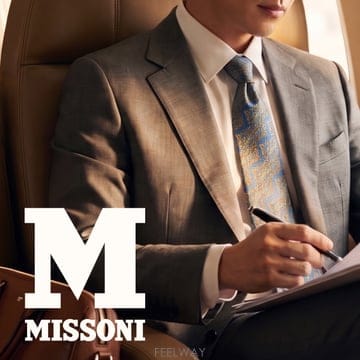 MISSONI 미쏘니 실크 블루 멀티 자카드 패턴 넥타이 9cm A+등급 E2149