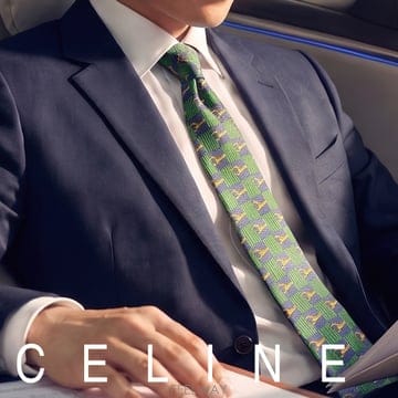 CELINE 셀린느 실크 그린 홀스빗 모티브 넥타이 9.5cm S~A+등급 K3719