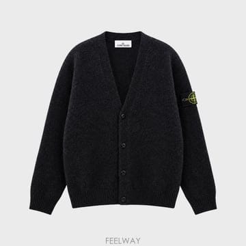 [스톤아일랜드] 26FW 와펜패치 알파카 브이넥 가디건 블랙 남성 자켓 L2S155100046 S0N22 V