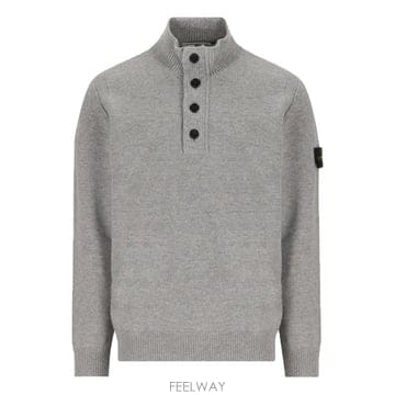 럭스댓/당일  26FW 스톤아일랜드 L2S15 5100040 와펜 패치 램스울 하프집 버튼 니트