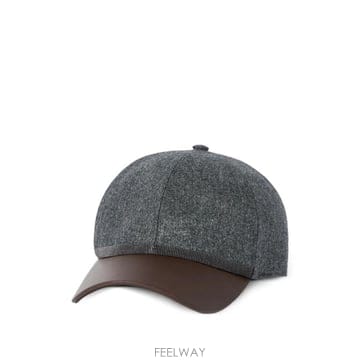 당일배송 브루넬로 쿠치넬리 샤이니 밴드 버진 울 플란넬 앤 나파 레더 베이스볼 캡 모자