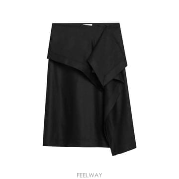 당일배송 페라가모 레이어드 비대칭 미디 스커트