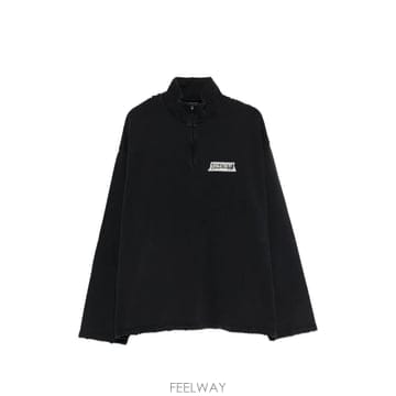 당일배송 발렌시아가 디스트레스드 지퍼 스웨트셔츠