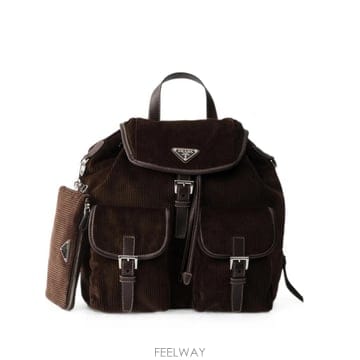 당일배송 프라다 medium corduroy and leather backpack