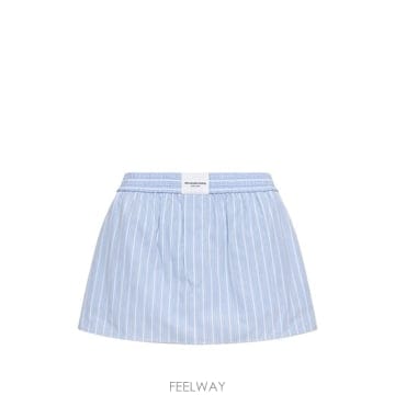 당일배송 알렉산더왕 세로 스트라이프 로고 패치 미니 스커트
