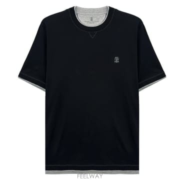 [당일출고] 26FW 브루넬로쿠치넬리 로고 레이어링 반팔 티셔츠 M0B137451G CQJ21