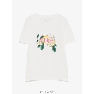 끌로에 로고 레몬 프린트 티셔츠 화이트