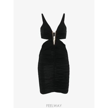 26 FW Elisabetta Franchi 주름 컷아웃 디테일 미니 드레스 AB03467E2 TP45840
