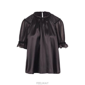 26 FW 울라 존슨 알리나 러플 실크 새틴 블라우스 PF260230 TP458993268
