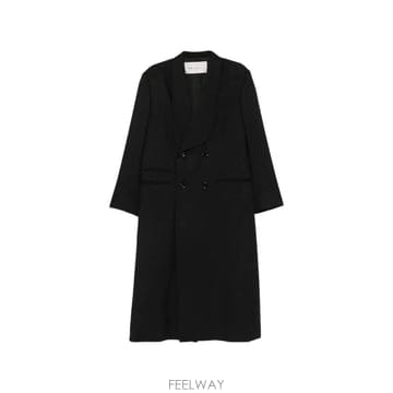 아미 더블 브레스트 숄 칼라 코트 블랙