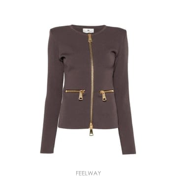 26 FW Elisabetta Franchi 지퍼 니트 패브릭 가디건 MK68B66E2 TP457228594