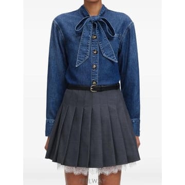 26 FW 셀프포트레이트 타이 넥 데님 셔츠 PF26826TBL TP457339480