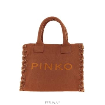 26 FW PINKO 비치 프린지 로고 자수 미디엄 토트 백 106673A3A4 TP458983515