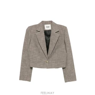 마쥬 체크 패턴 크롭 블레이저